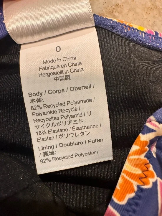 J. Crew One-Shoulder Floral Swimsuit in Navy with Orange and Pink Flowers - Picture 6 of 6